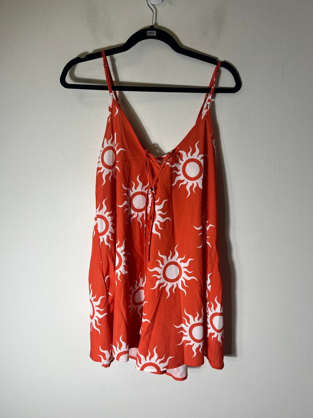 No Brand Orange and White Sun Spaghetti Romper Generous fit like a s/m